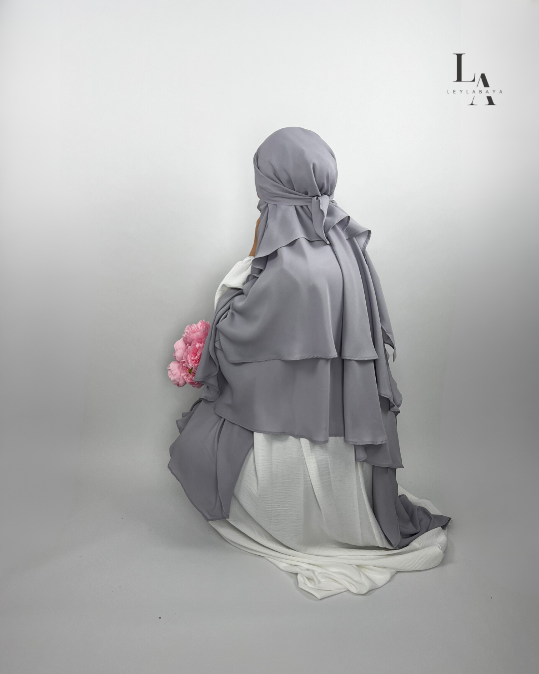 KHIMAR ILAYDA 3-LAGIG LILAC-GREY