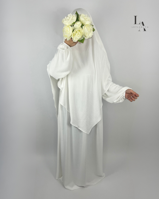ABAYA SARA SET (MIT KHIMAR) WHITE